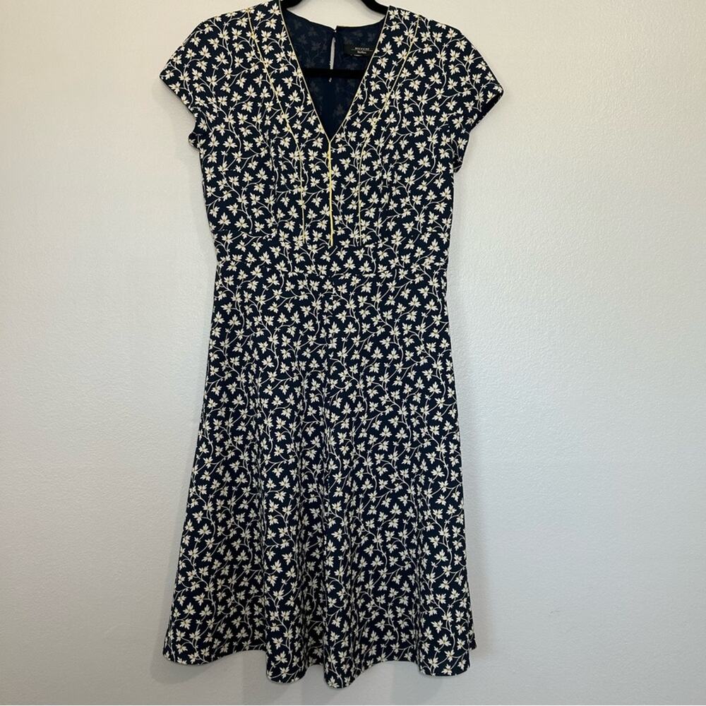 Max Mara Weekend Floral Dress Size Large Navy White Short Sleeve